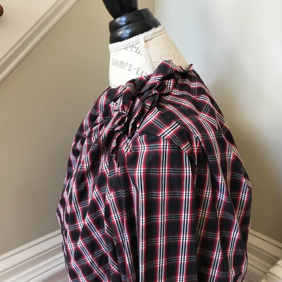 Isabel Marant Etoile Olympe Plaid Check Blouse Top Shirt Womens 40 8 Black Red - Picture 10 of 13